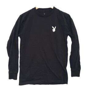 Playboy Black Long‎ Sleeve Shirt Size S Bunny Logo Cotton Casual Everyday